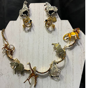 Lunch At The Ritz LATR 2go Safari Animals Necklace 17" & Matching Zebra